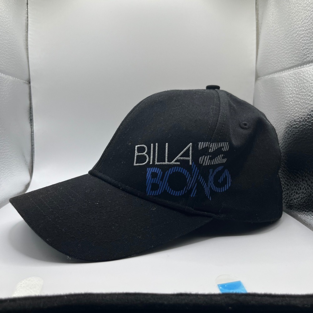 Billabong Baseball Cap Mens S/M Black Embroidered Logo Surf Hat Y2k Fitted Flex
